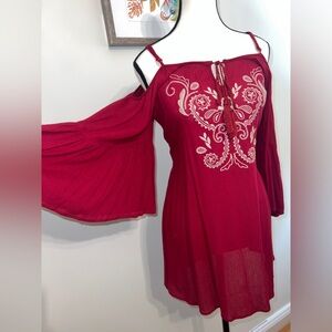 Red Boho Embroidered Dress